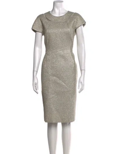 Pre-owned Escada Scoop Neck Midi Length Dress In Gold