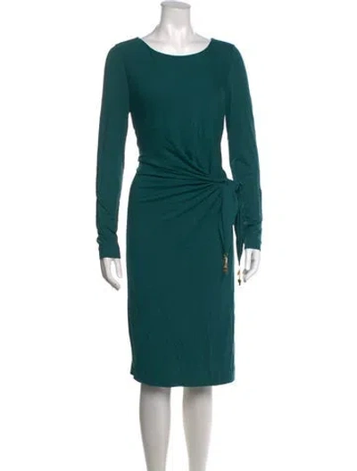 Pre-owned Escada Scoop Neck Midi Length Dress In Green
