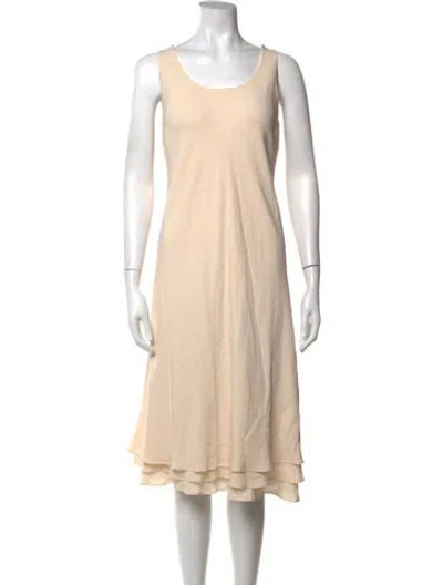 Pre-owned Escada Scoop Neck Midi Length Dress In Neutrals