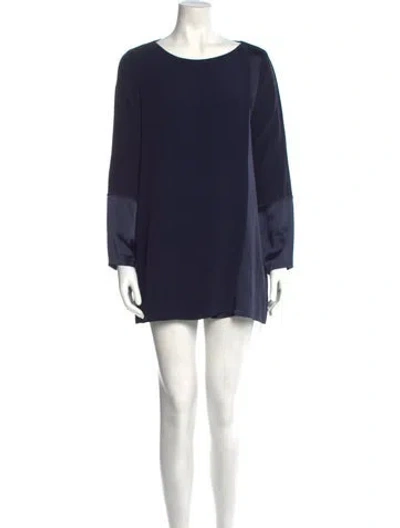 Pre-owned Escada Scoop Neck Mini Dress In Blue