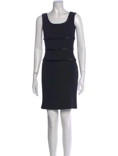 Pre-owned Escada Scoop Neck Mini Dress In Blue