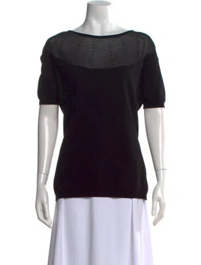 Pre-owned Escada Scoop Neck Short Sleeve Top In Black