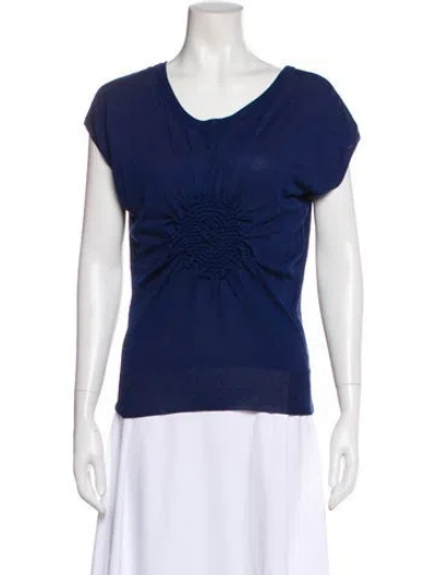 Pre-owned Escada Scoop Neck Short Sleeve Top In Blue