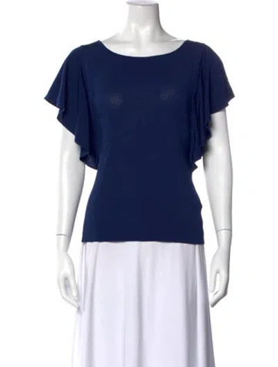 Pre-owned Escada Scoop Neck Short Sleeve Top In Blue