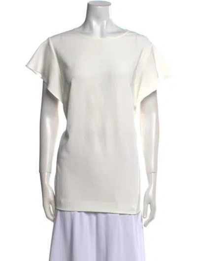Pre-owned Escada Scoop Neck Short Sleeve Top In Neutral