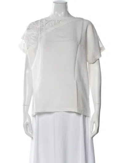 Pre-owned Escada Scoop Neck Short Sleeve Top In White