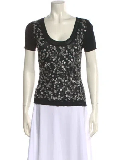 Pre-owned Escada Scoop Neck Short Sleeve T-shirt In Black
