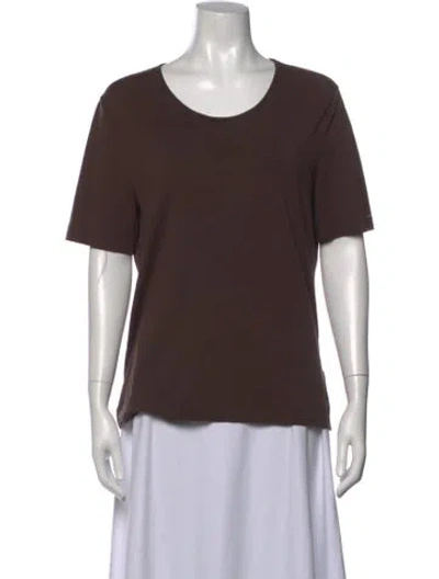 Pre-owned Escada Scoop Neck Short Sleeve T-shirt In Brown