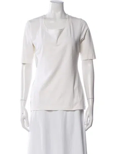 Pre-owned Escada Scoop Neck Short Sleeve T-shirt In Neutrals/white