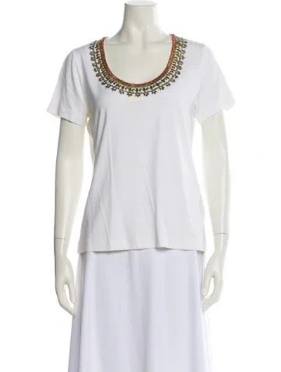 Pre-owned Escada Scoop Neck Short Sleeve T-shirt In White