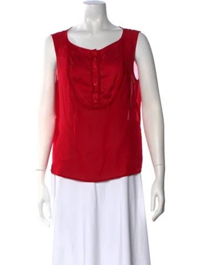 Pre-owned Escada Scoop Neck Sleeveless Blouse In Red