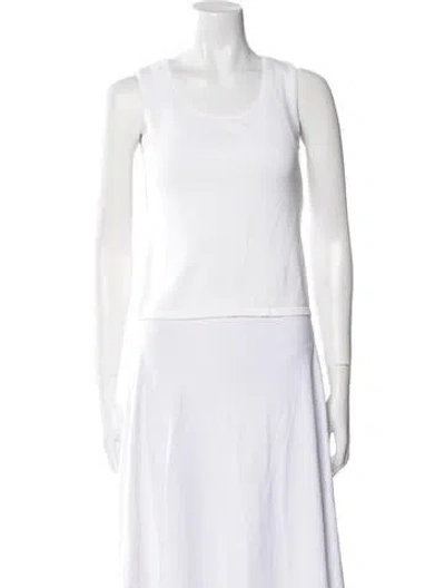 Pre-owned Escada Scoop Neck Sleeveless Crop Top In White