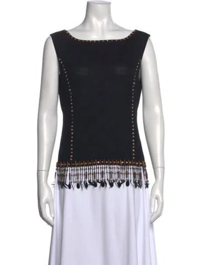 Pre-owned Escada Scoop Neck Sleeveless Top W/ Tags In Black