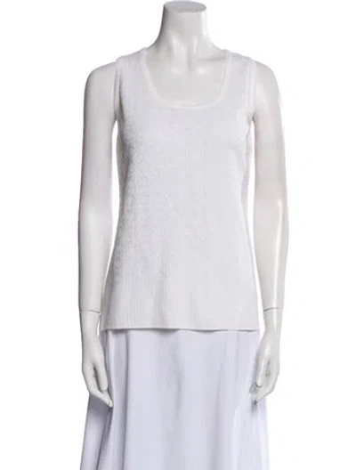 Pre-owned Escada Scoop Neck Sleeveless Top W/ Tags In White