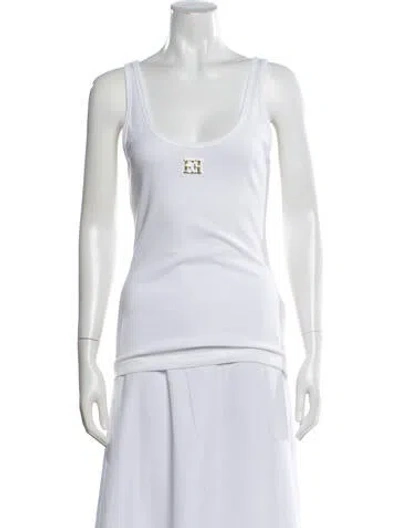 Pre-owned Escada Scoop Neck Sleeveless Top In White