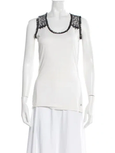 Pre-owned Escada Scoop Neck Sleeveless Top In White