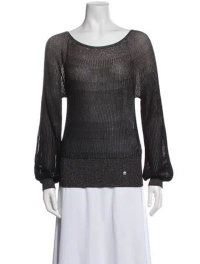 Pre-owned Escada Scoop Neck Sweater In Black/silver