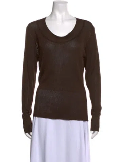 Pre-owned Escada Scoop Neck Sweater In Brown
