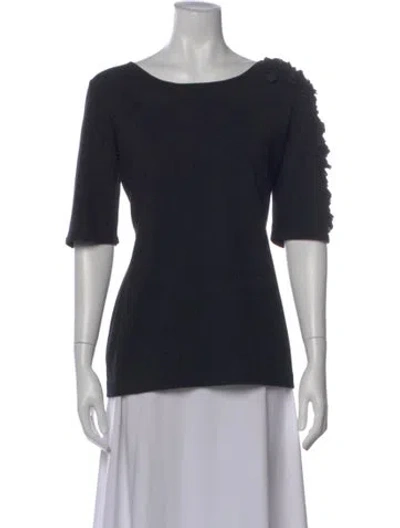 Pre-owned Escada Scoop Neck Three-quarter Sleeve Top In Black