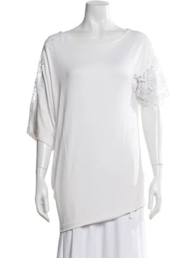 Pre-owned Escada Scoop Neck Three-quarter Sleeve Top In Neutral