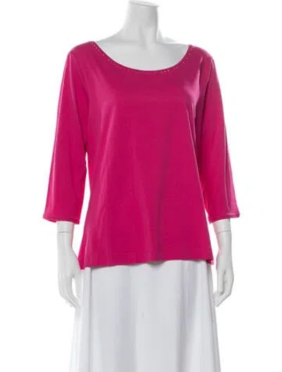 Pre-owned Escada Scoop Neck Three-quarter Sleeve Top In Pink