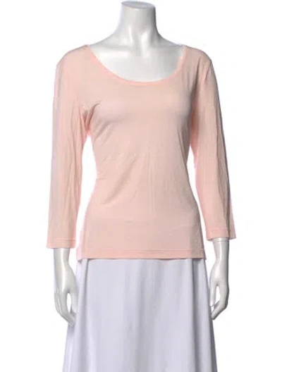 Pre-owned Escada Scoop Neck Three-quarter Sleeve Top In Pink