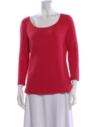 Pre-owned Escada Scoop Neck Three-quarter Sleeve Top In Red