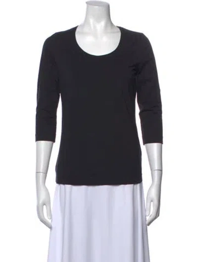 Pre-owned Escada Scoop Neck Three-quarter Sleeve T-shirt In Black