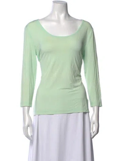 Pre-owned Escada Scoop Neck Three-quarter Sleeve T-shirt In Green