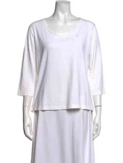 Pre-owned Escada Scoop Neck Three-quarter Sleeve T-shirt In Metallic/white
