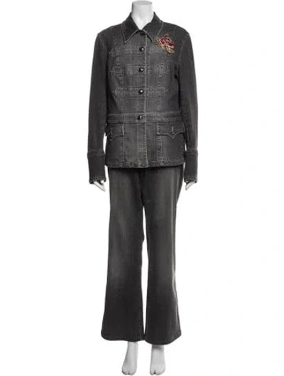 Pre-owned Escada Sequin Embellishments Pant Set In Gray