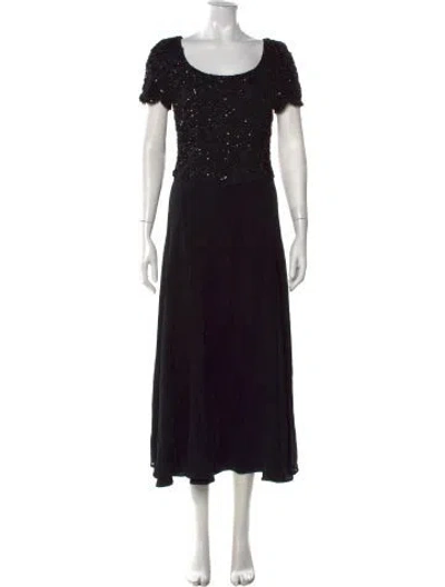 Pre-owned Escada Sequin Long Dress In Black