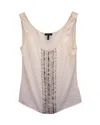 Escada Sequin Sleeveless Top In White Silk In White