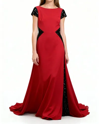 Escada Sequined Evening Dress In Red/black