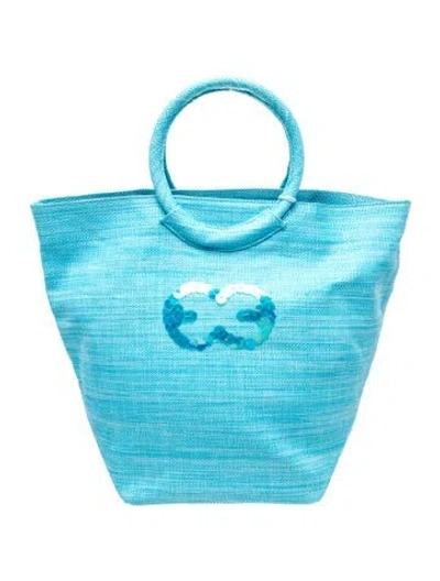 Pre-owned Escada Sequins Top Handle Bag In Blue