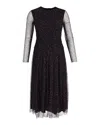 Escada Sheer Sleeve Midi Dress In Black Polyester In Black