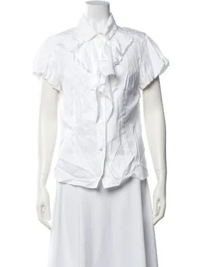 Pre-owned Escada Short Sleeve Blouse In White