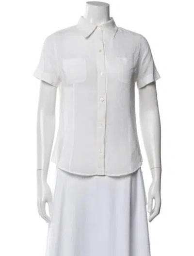 Pre-owned Escada Short Sleeve Button-up Top In White
