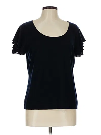 Pre-owned Escada Short Sleeve Top Blue Sweetheart Neckline Tops