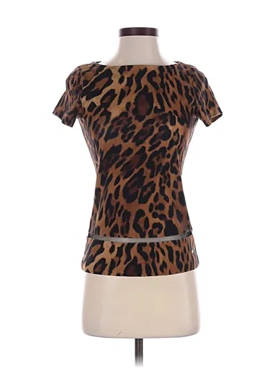 Pre-owned Escada Short Sleeve Top Brown Keyhole Neckline Tops