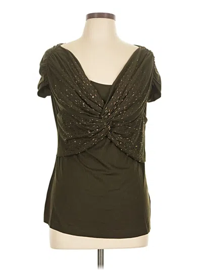 Pre-owned Escada Short Sleeve Top Brown Sweetheart Neckline Tops