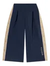 Escada Side-stripe Glittered Trousers In Blue