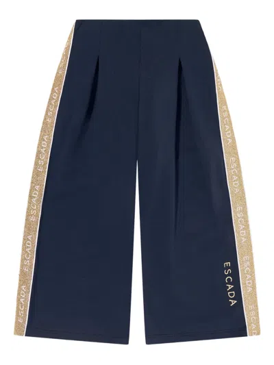 Escada Kids' Side-stripe Glittered Trousers In Blue