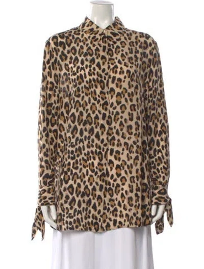 Pre-owned Escada Silk Animal Print Blouse In Brown
