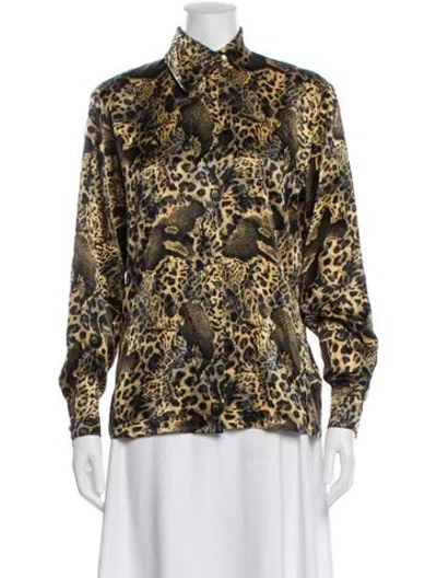 Pre-owned Escada Silk Animal Print Blouse In Multi