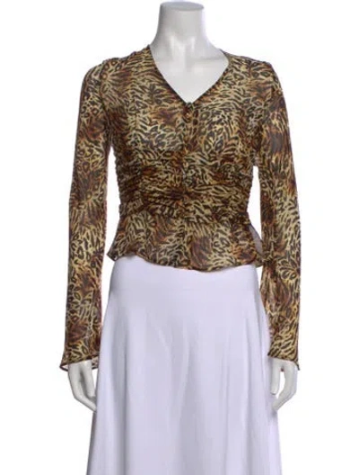 Pre-owned Escada Silk Animal Print Blouse In Multicolor