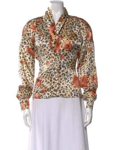 Pre-owned Escada Silk Animal Print Blouse In Neutral