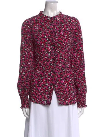 Pre-owned Escada Silk Animal Print Blouse In Pink
