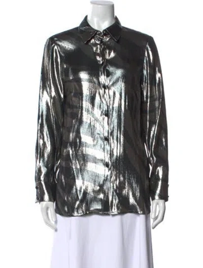 Pre-owned Escada Silk Animal Print Button-up Top