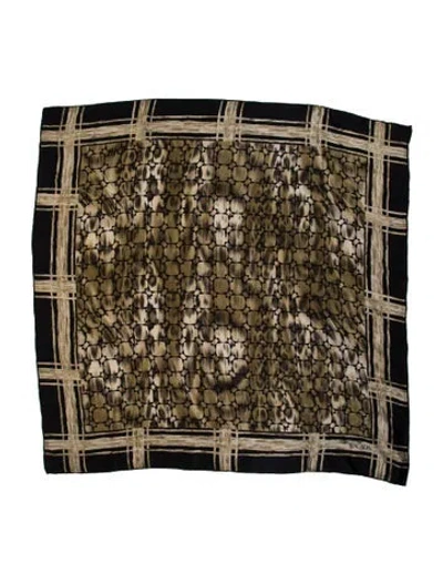 Pre-owned Escada Silk Animal Print Scarf In Black